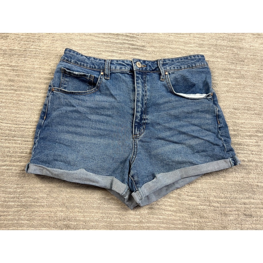 Indigo Rising Denim Shorts Womens 13/31 Blue High Rise Cuffed PW2003041 Stretch
